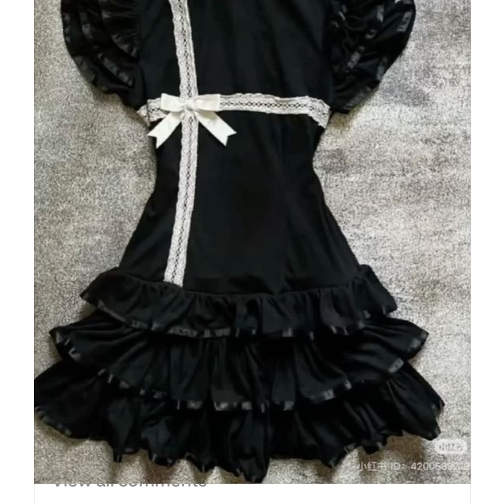 Elegant Black Kids Dress with Lace Trim